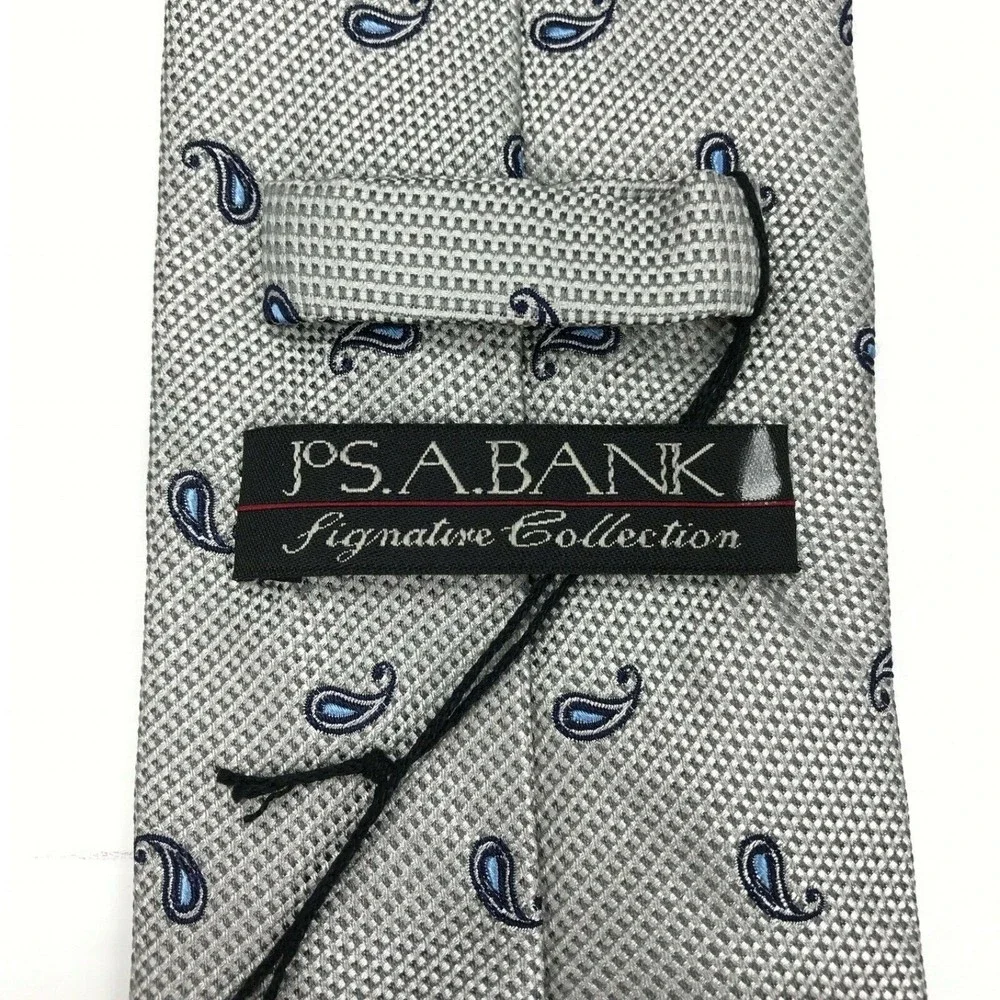 Jos. A. Bank Signature Collection Silk Gray/Silver Black Paisley Necktie NWT